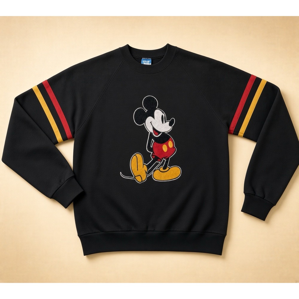 Disney 80s Character Fashions Mickey Mouse Racing Stripe Raglan Sweatshirt XL
